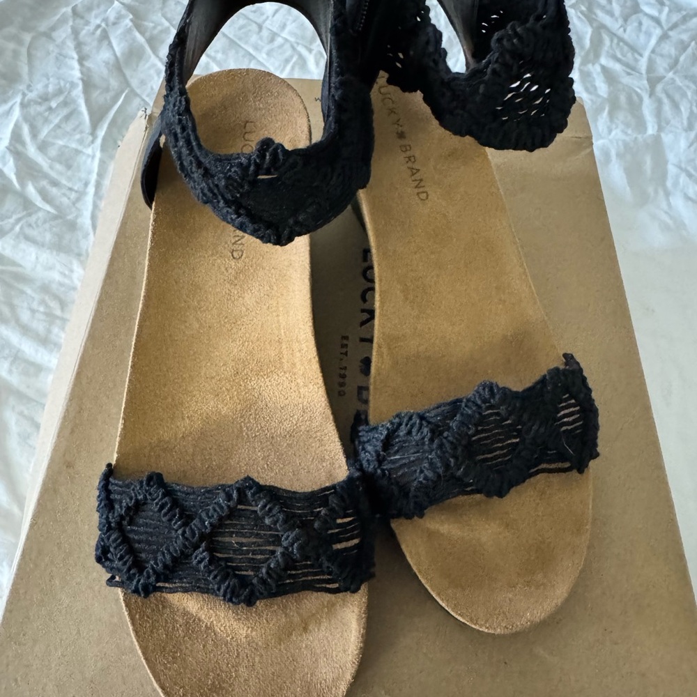 Lucky Brand Black Crochet Sandals